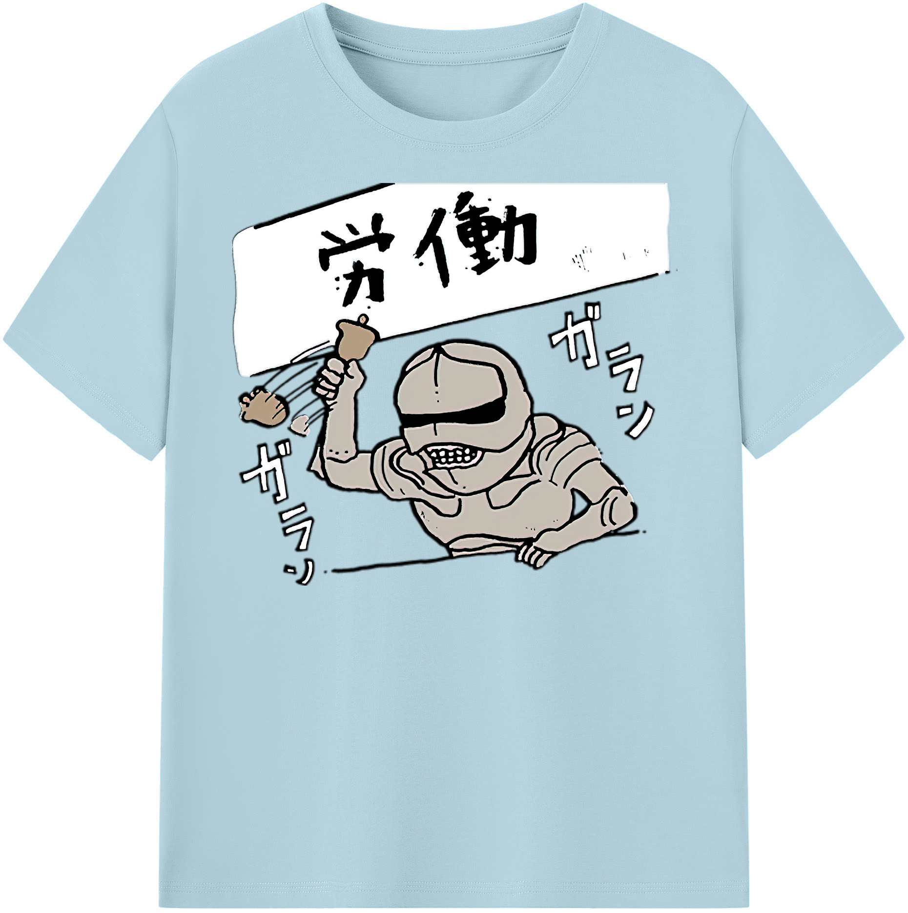 （画像用） ちいかわ 労働の鎧さん Chii-kawa Mr. Armor of Labor 綿100％半袖Tシャツ（フロントプリント）